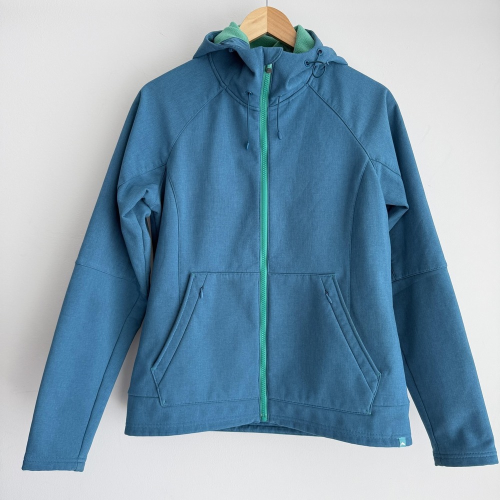 Simms Jacket Womens Medium Blue Rogue Hoody Softshell Fleece Lined Full Zip